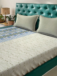 Myntra Elegant Homes Olive Printed Pure Cotton 400TC Super King Bedsheet Set 2.7 x 2.7 m