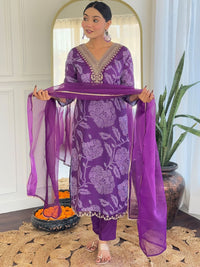 KALINI Women Floral Embroidered Regular Kurta with Trousers & With Dupatta