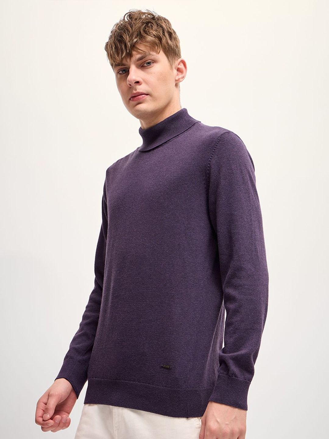 THE BEAR HOUSE Men Solid High Neck Cotton T-shirt