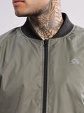 ADRO Men Stand Collar Solid Casual Bomber Jacket