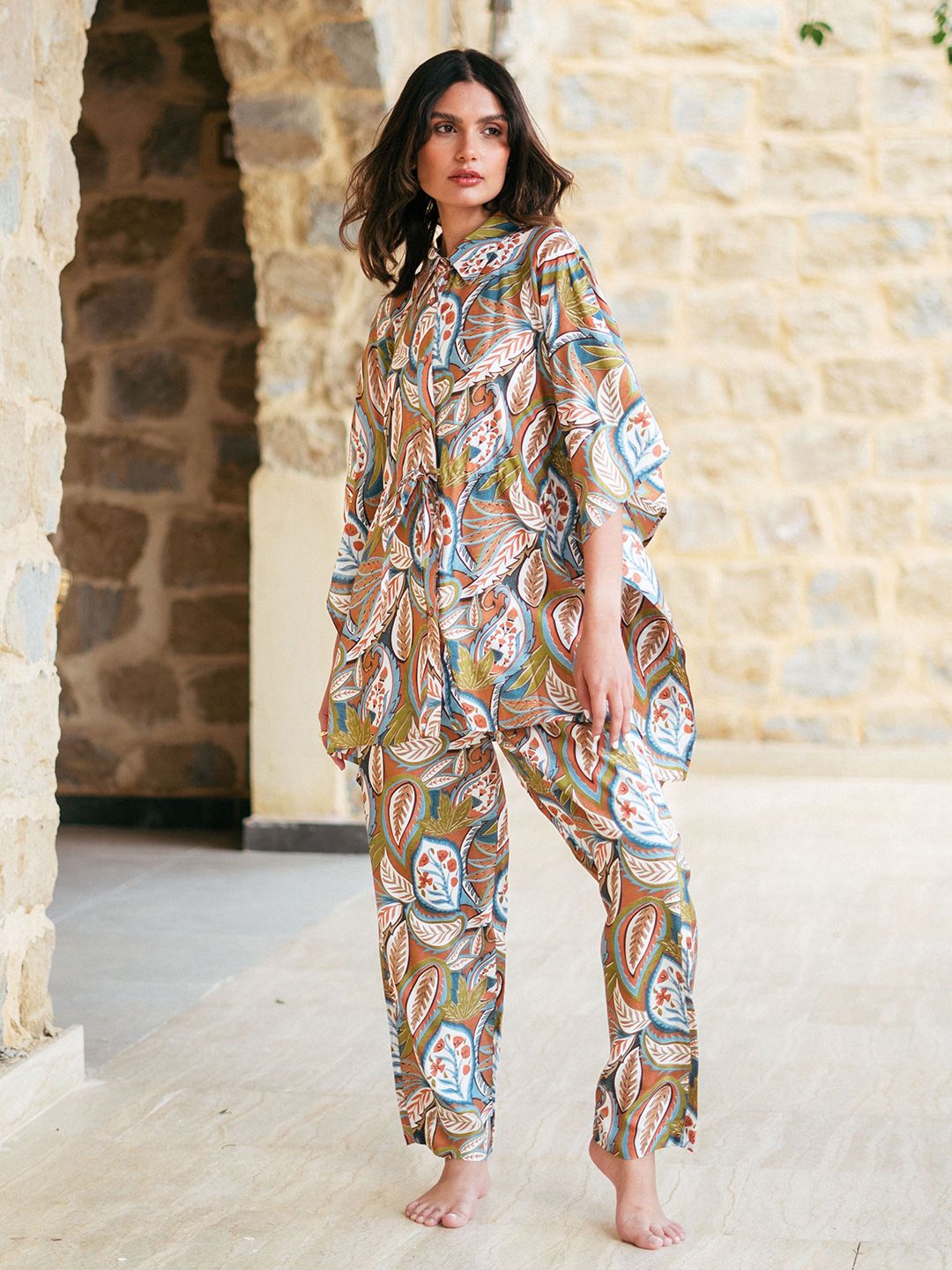 SANSKRUTIHOMES Printed Shirt With Trousers Co-Ords