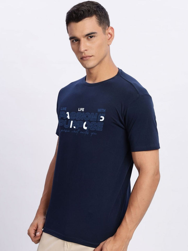 ADRO Typography Printed Round Neck Cotton T-shirt