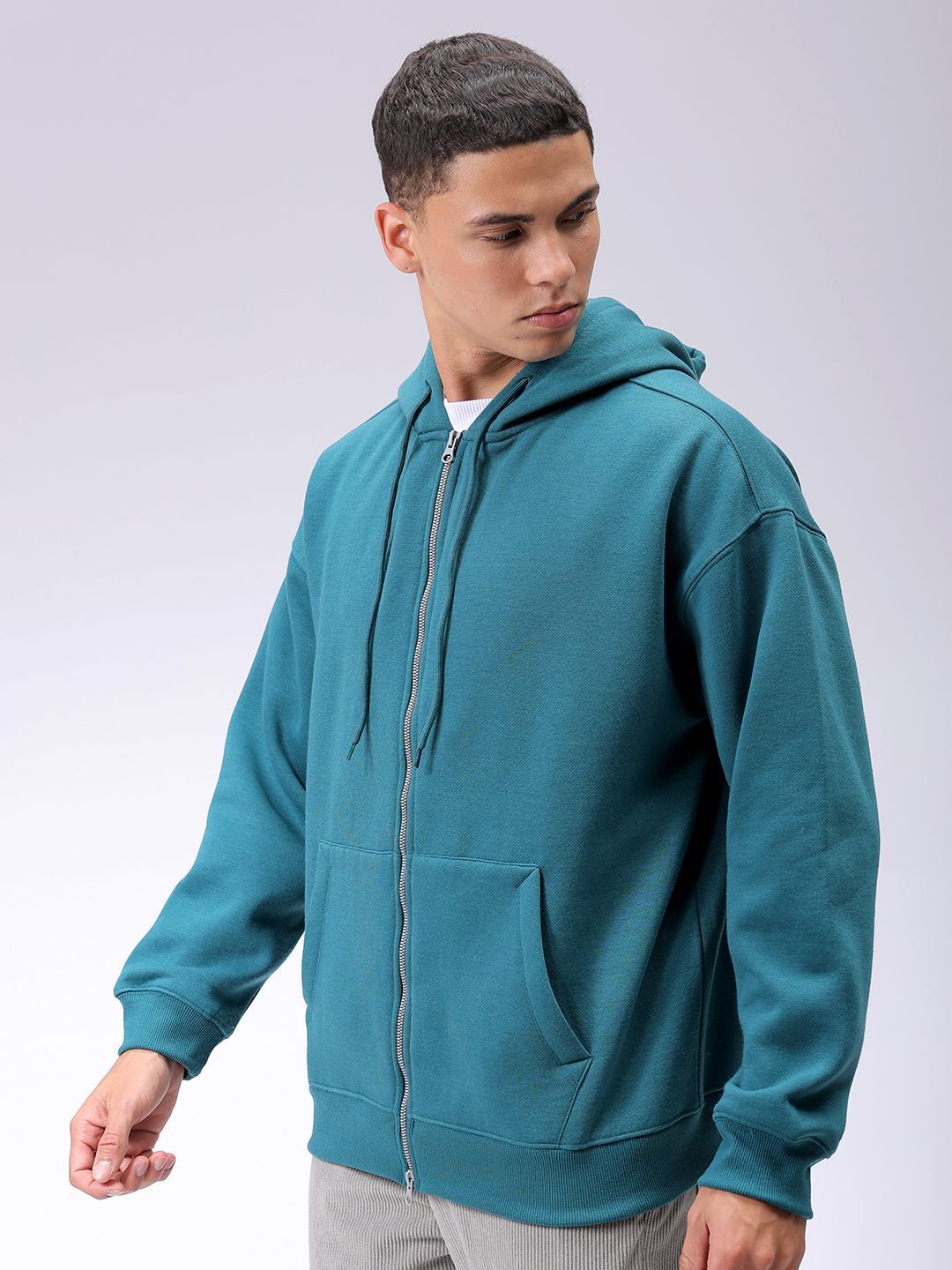 The Indian Garage Co Men Hooded Double Way Front Open Zipper Sweatshirt