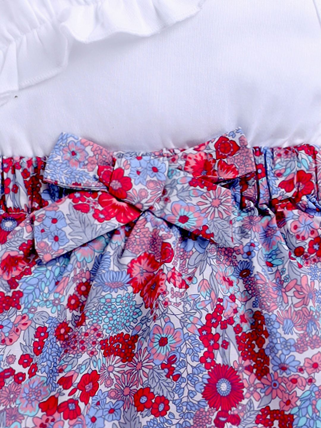 Moms Love Infant Girls Floral Pure Cotton Dress with Bow Detail