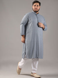 SOJANYA PLUS Plus Size Men Ethnic Motifs Embroidered Pure Cotton Straight Kurta & Pyjamas