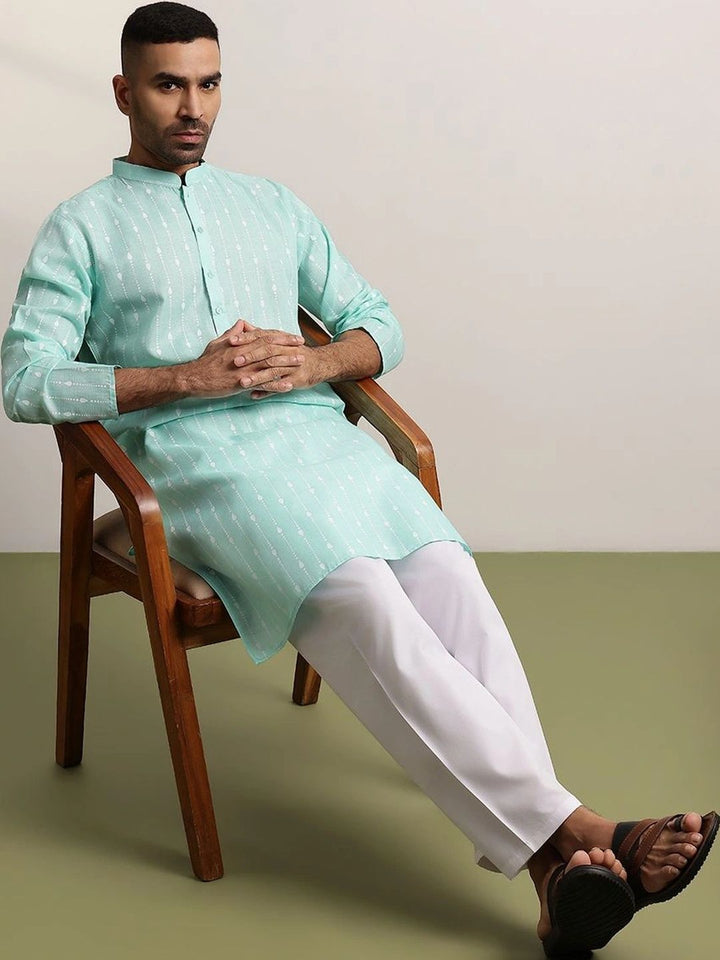 Anouk Men Printed Regular Pure Cotton Kurta with Trousers