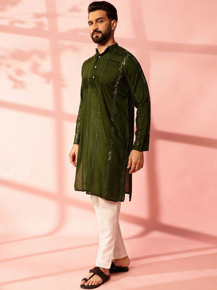 Anouk Men Embroidered Regular Mirror Work Pure Cotton Kurta with Pyjamas