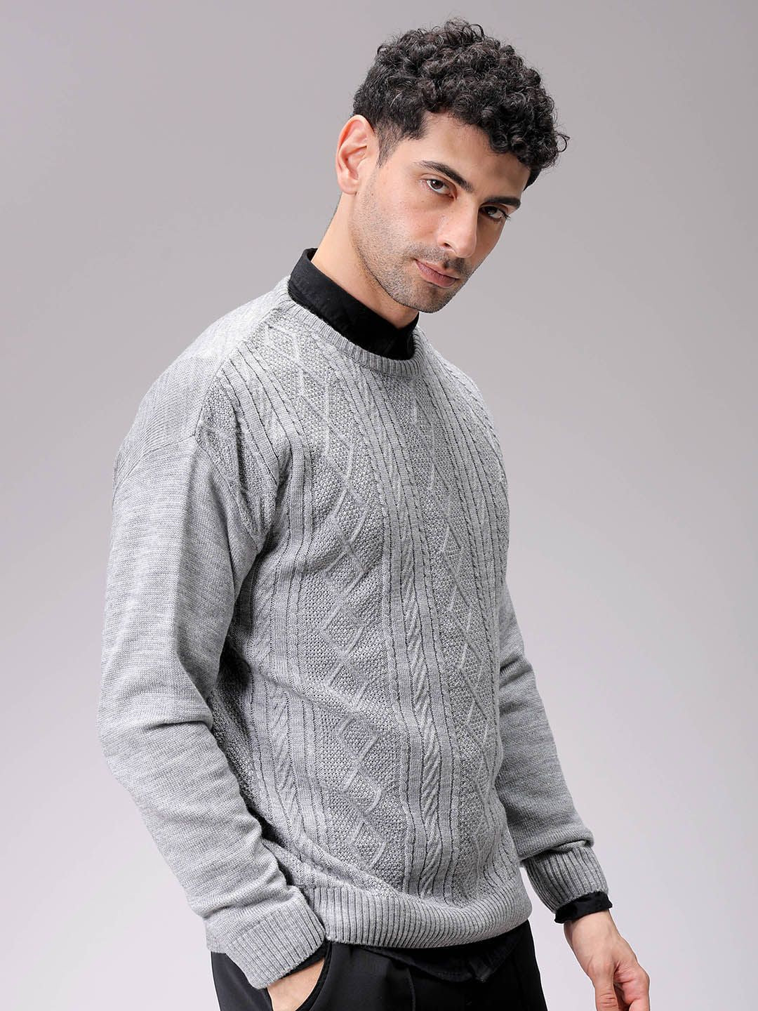 The Indian Garage Co Men Cable Knit Pullover