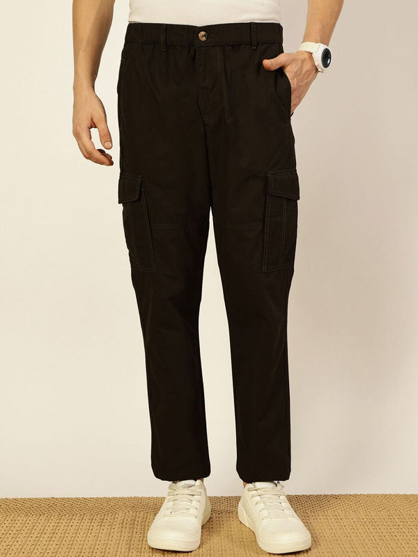 Thomas Scott Men Smart Slim Fit Easy Wash Cargos Trousers