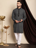 Motif Etnik Anouk Bersulam Kurta Kapas Tulen Labuci dengan Churidar