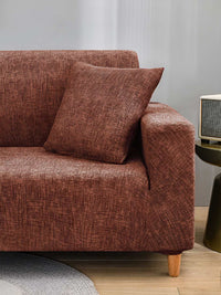 Story@home Brown Printed 1 Seater Stretchable Sofa Cover With Arms