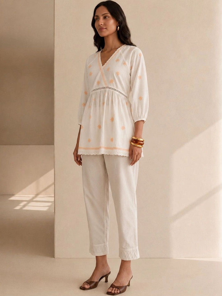 House of Chikankari Floral Bordir Cotton Wrap Top