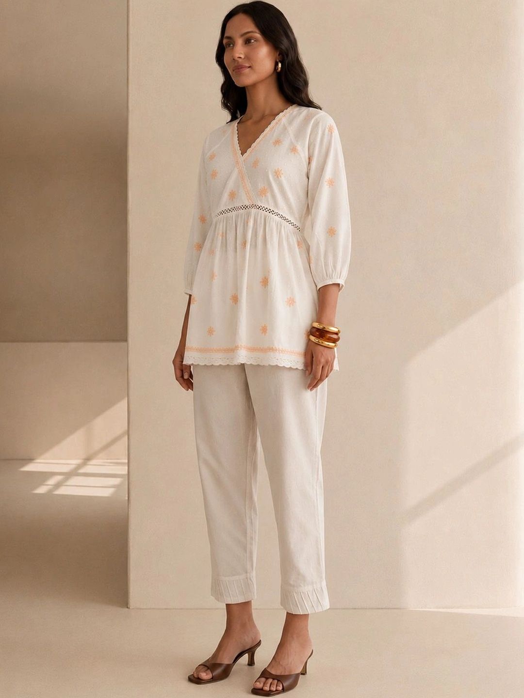 House of Chikankari Floral Bordir Cotton Wrap Top
