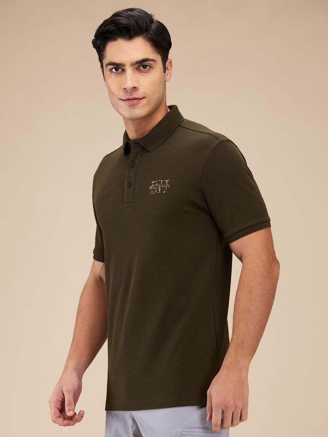 Being Human Men Self Design Polo Collar T-shirt