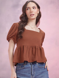 DressBerry Puff Sleeve Peplum Top