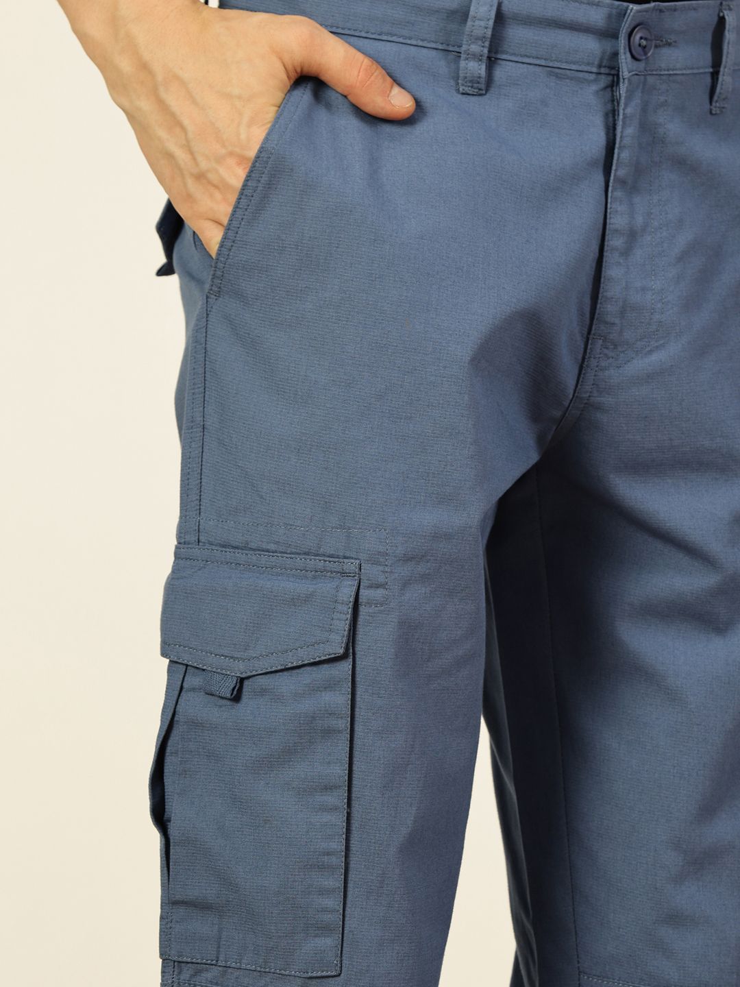 Thomas Scott Men Smart Straight Fit Easy Wash Cotton Cargo Trouser