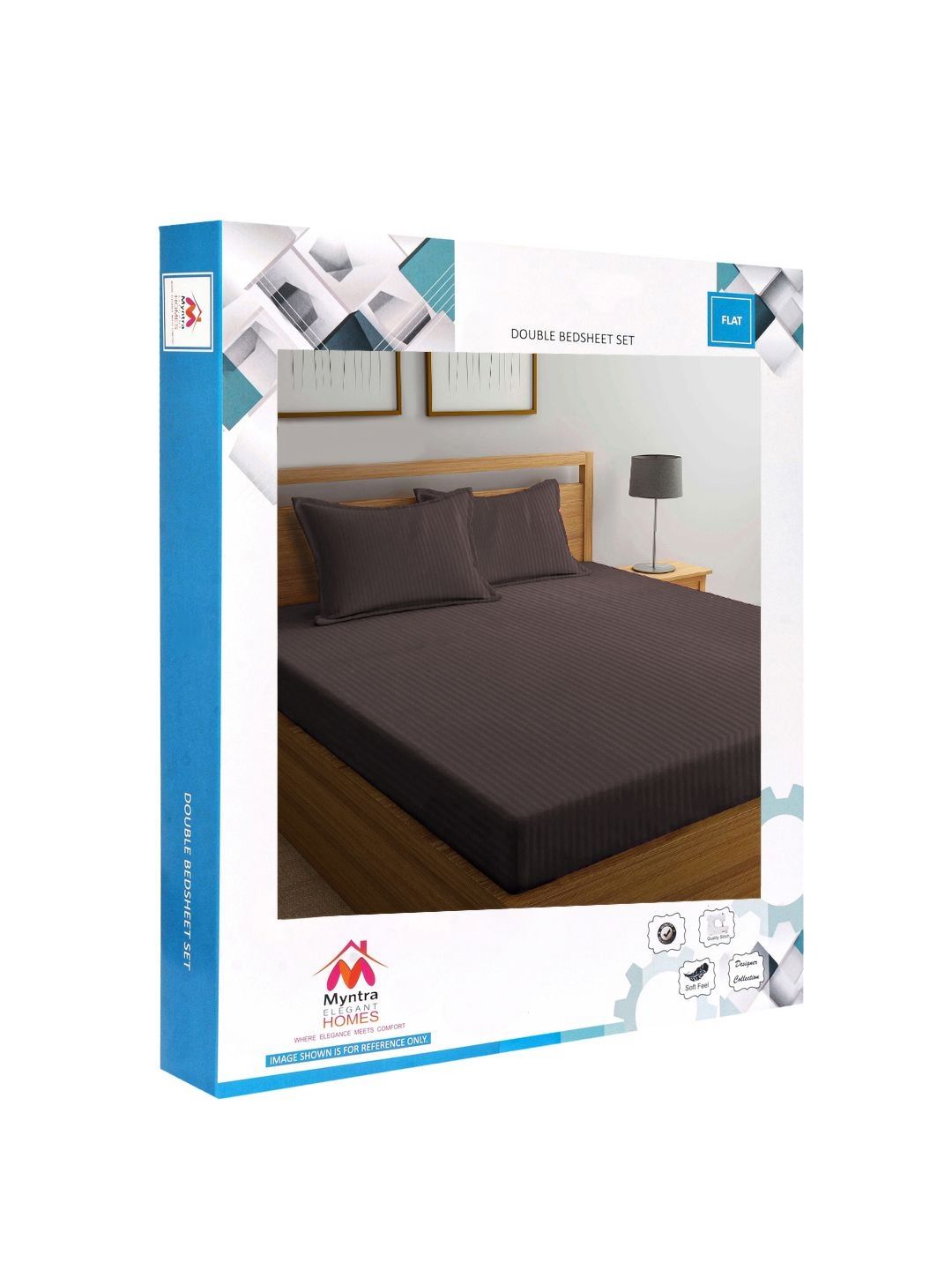 Myntra Elegant Homes Berjalur Coklat 300 TC Set Cadar King 2.50 m x 2.20 m
