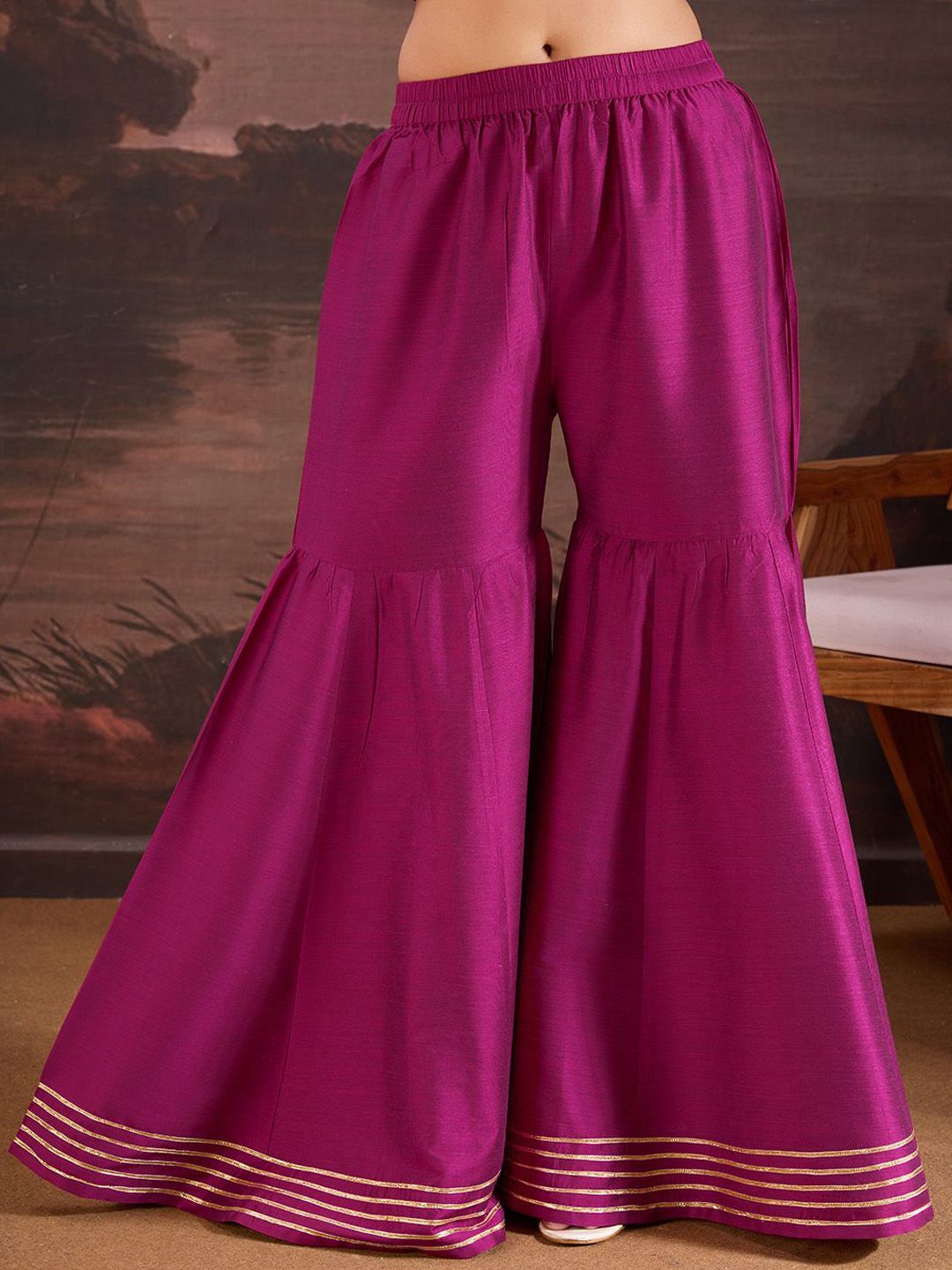 House of Pataudi Floral Embroidered Straight Kurta & Sharara with Dupatta