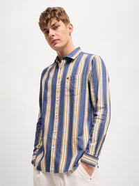 THE BEAR HOUSE Men Spread Collar Multi Striped Cotton Slim Fit Casual Shirt