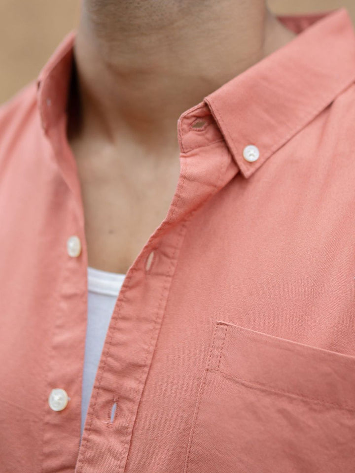 Powerlook Men Solid Button-Down Collar Pure Cotton Casual Shirt