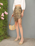 DressBerry Hot & Sassy Asymmetric Hem Ruched Printed Mini Skirt