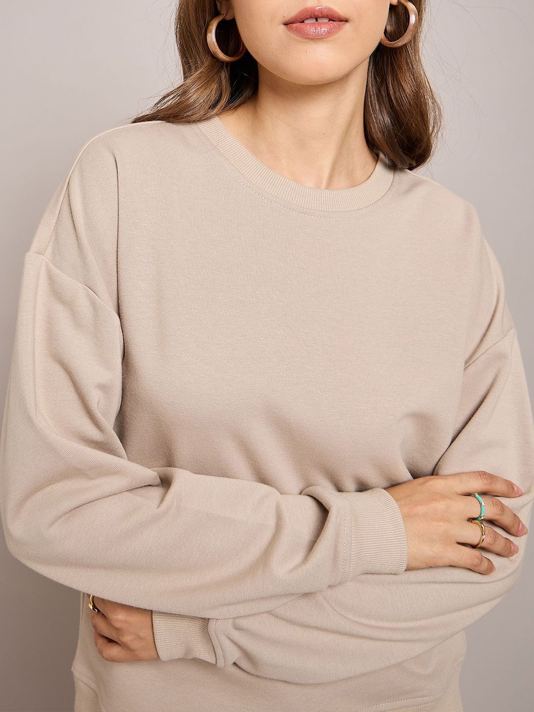 SASSAFRAS BASICS Women Round Neck Oversized Sweatshirt