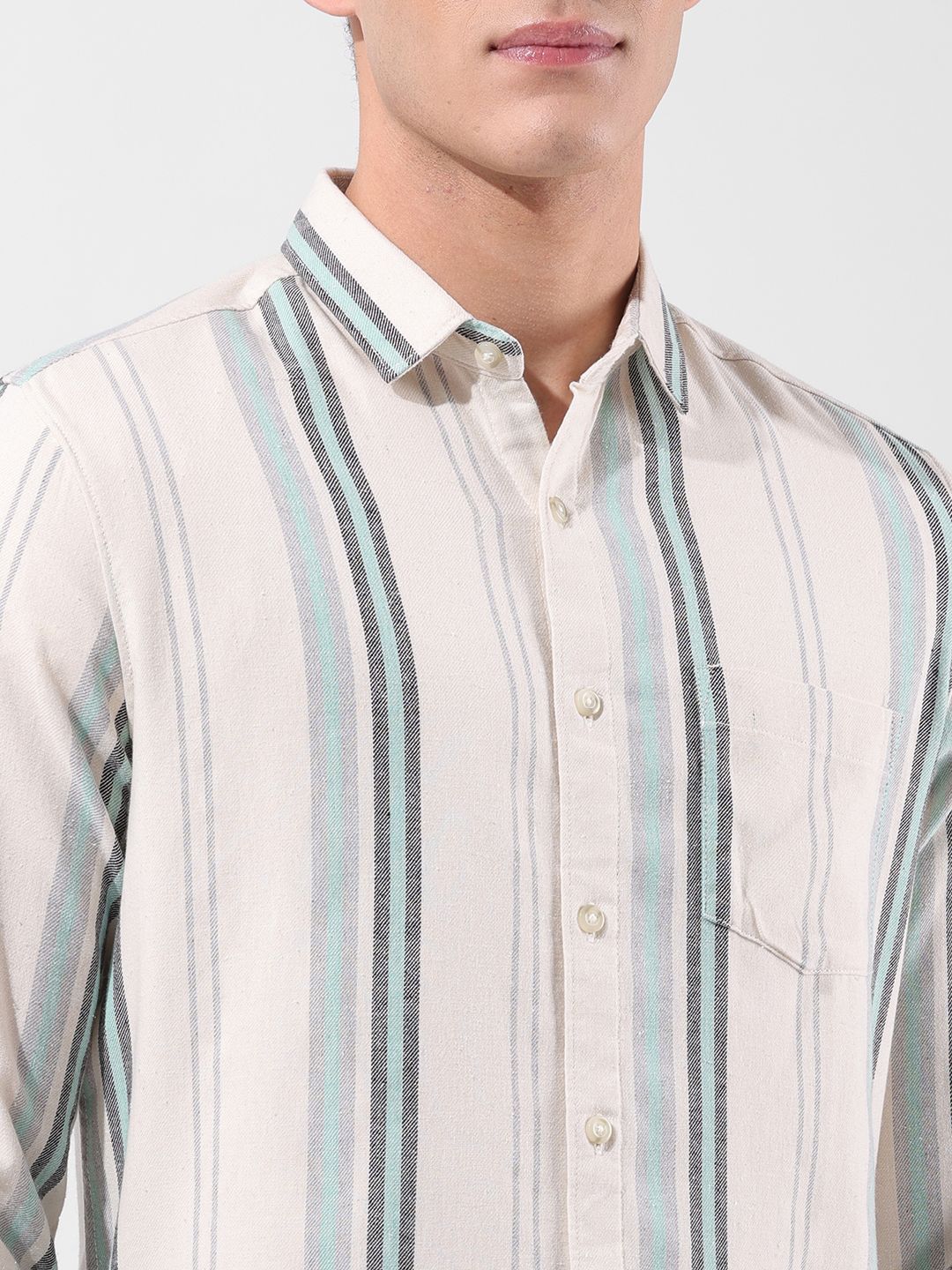 The Indian Garage Co Multi Striped Cotton Slim Fit Casual Shirt