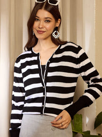 Berrylush Women Striped Long Sleeves Cardigan Sweater