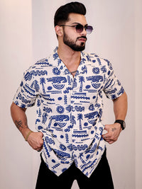 Eszett Graphic Printed Spread Collar Pure Cotton Casual Shirt