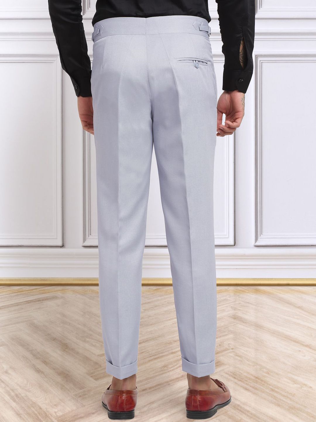 Seluar Gurkha Solid Slim Fit Lelaki KLOTTHE Kapas Kelabu Kaya