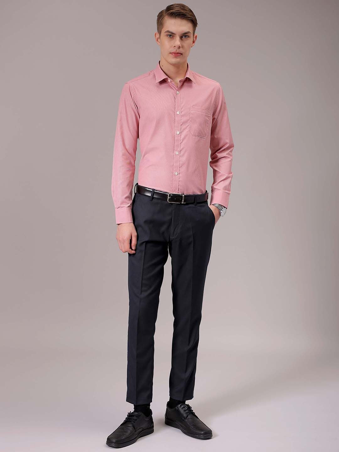 The Indian Garage Co. X Luxe Men Spread Collar Micro Checked Slim Fit Formal Shirt