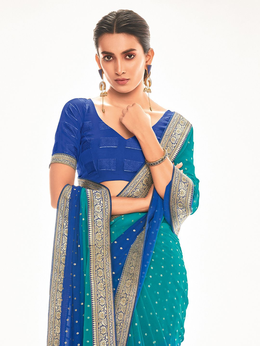 Saree mall Ombre Zari Silk Blend Sarees