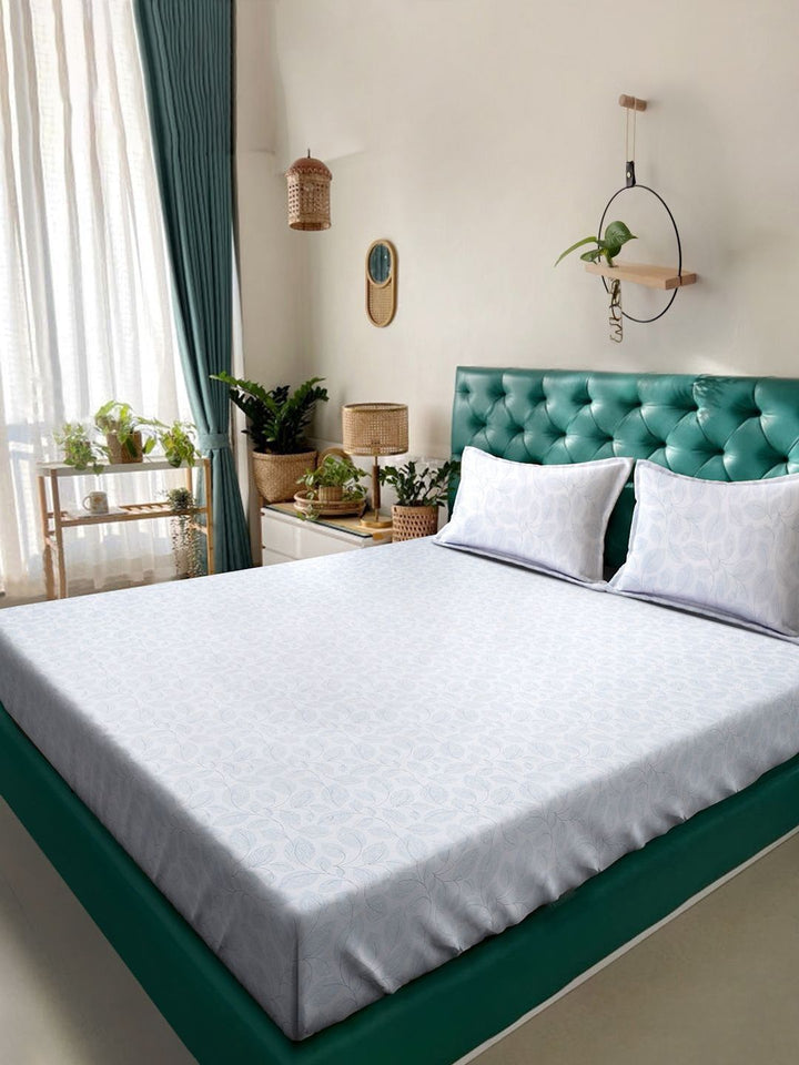 KLOTTHE White Floral 400 TC Cadar dengan 2 Sarung Bantal
