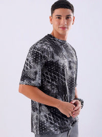 The Indian Garage Co Men Abstract Printed Neck Oversized T-shirt