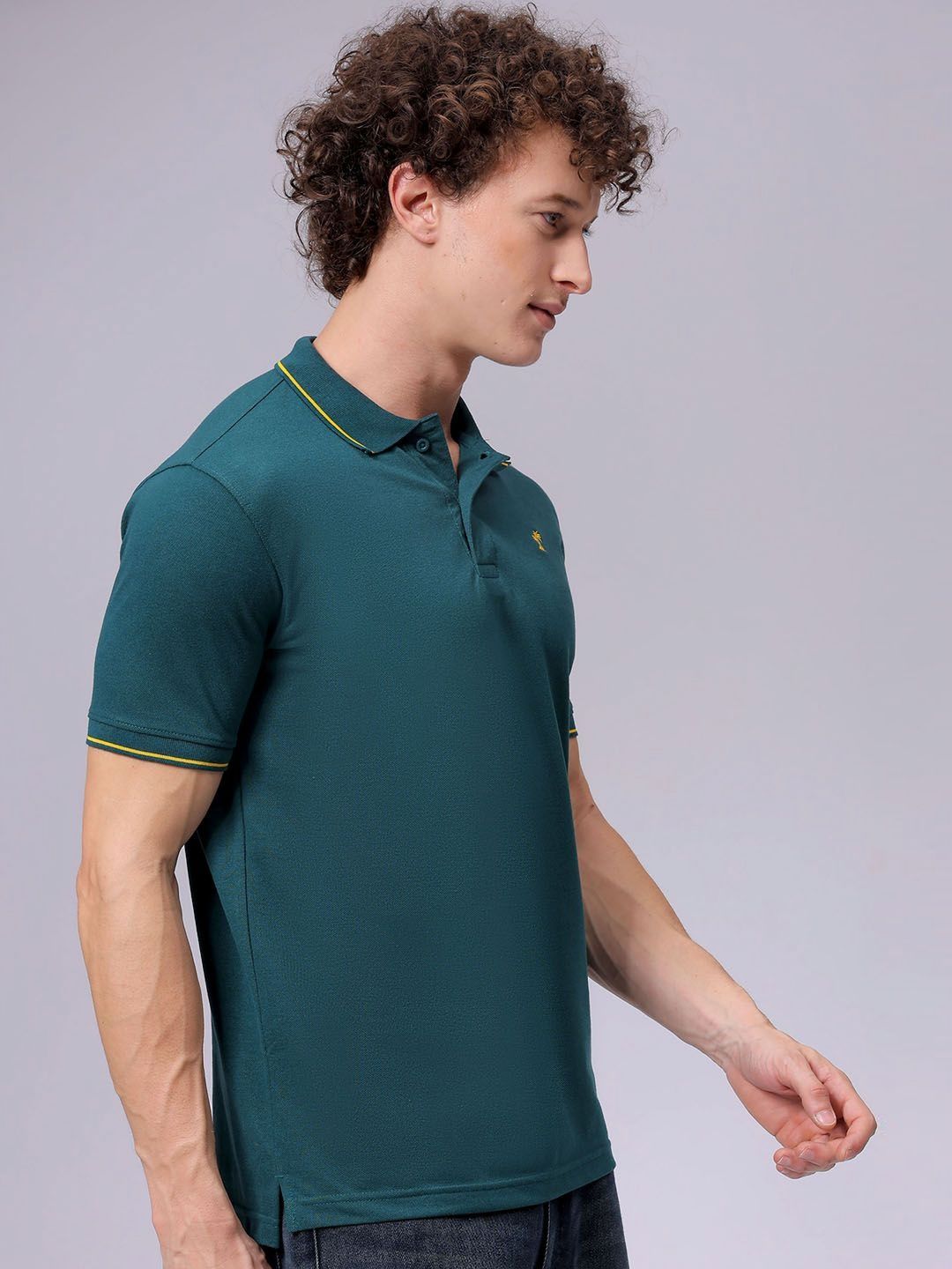 The Indian Garage Co Men Polo Collar Cotton T-shirt