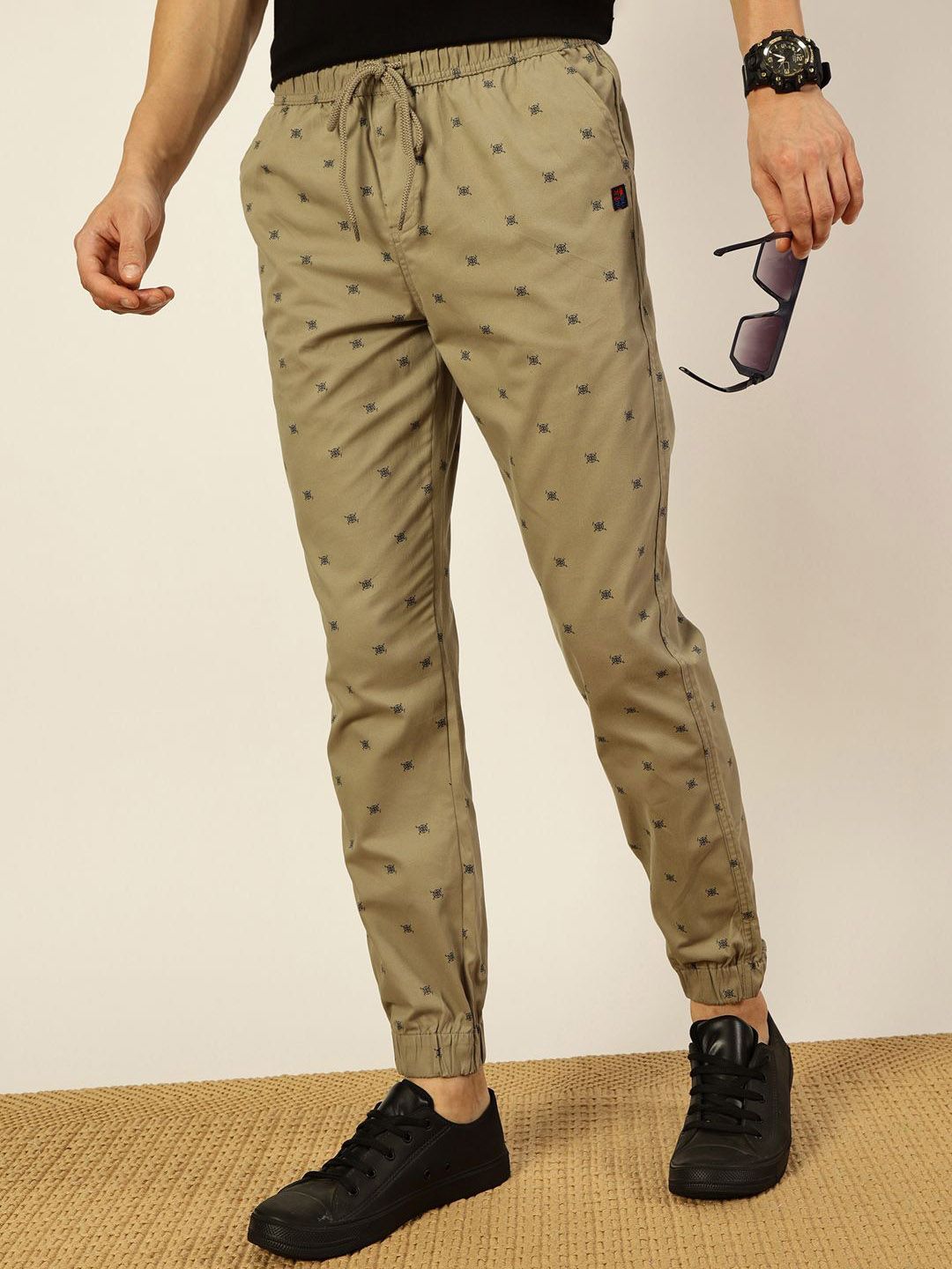 Thomas Scott Men Pure Cotton Printed Smart Slim Fit Easy Wash Jogger