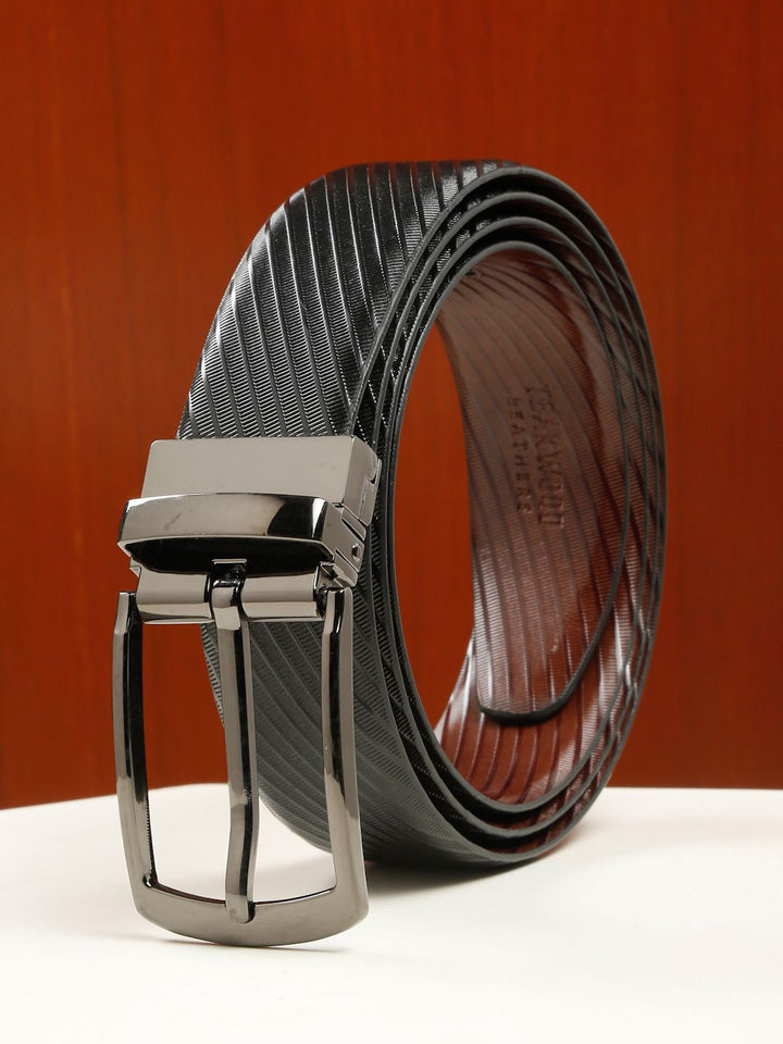 Teakwood Leathers Men Textured Leather Reversible Formal Belt