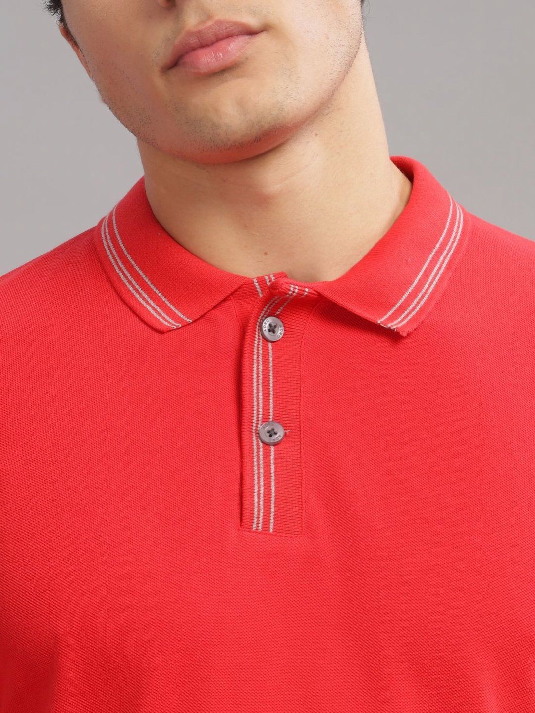 ADRO Men Polo Collar Applique T-shirt