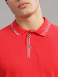 ADRO Men Polo Collar Applique T-shirt