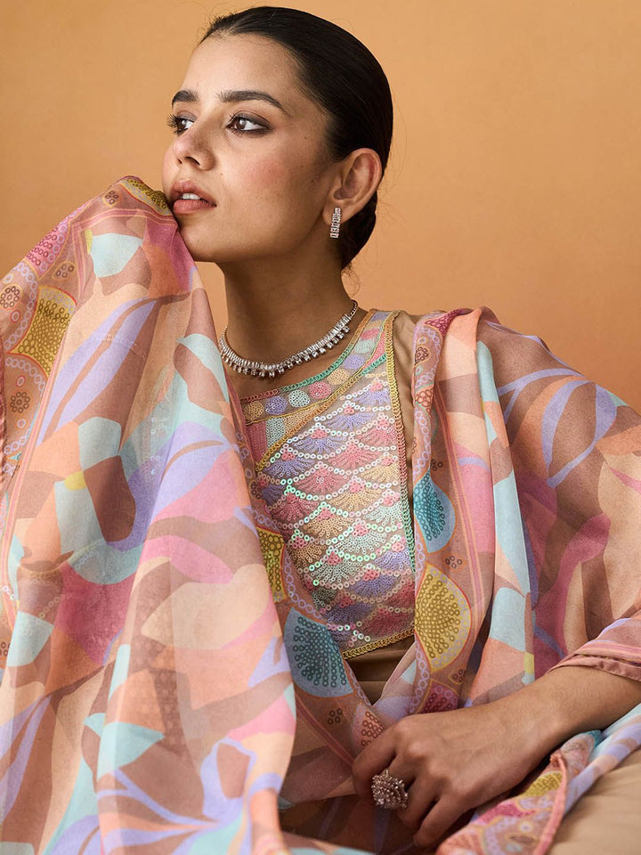 KALINI Women Ethnic Motifs Embroidered Regular Sequinned Kurta with Trousers & With Dupatta