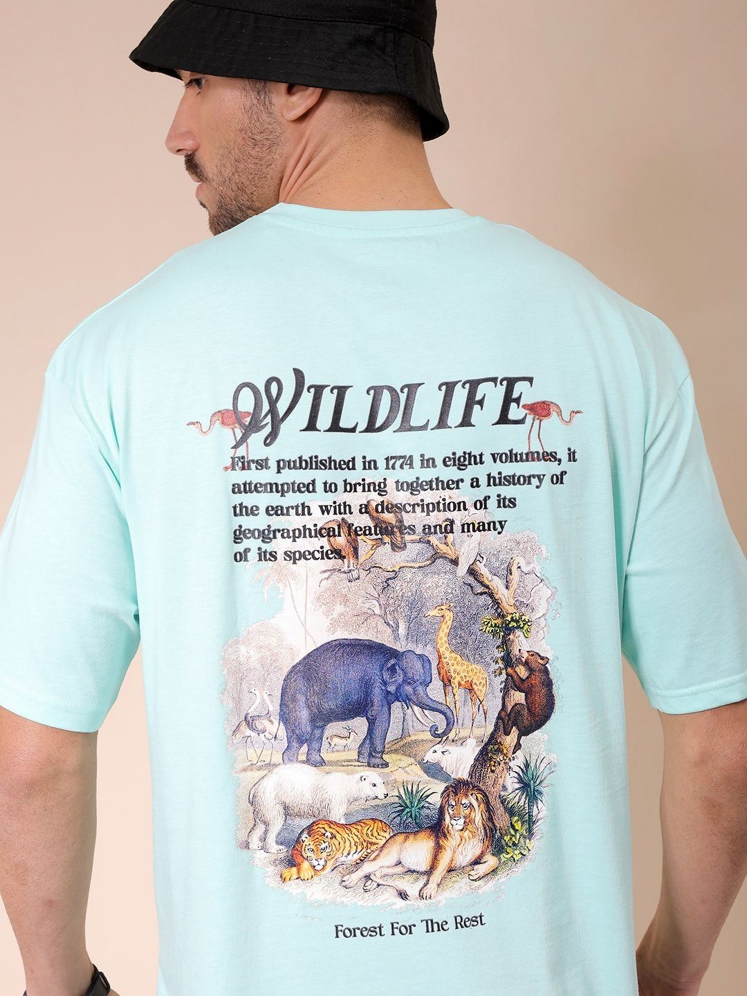 The Indian Garage Co Men Pure Cotton Graphic Printed Round Neck Cotton Oversized T-shirt