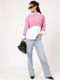 DressBerry Typography Printed Crop Pullover Sweatshirt