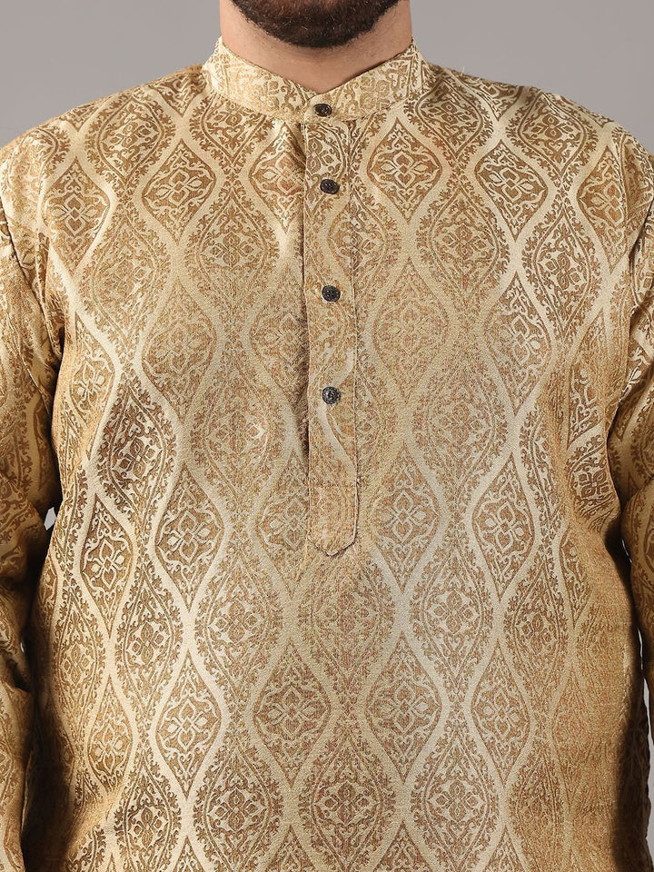 SOJANYA PLUS Plus Size Men Ethnic Motifs Woven Design Straight Kurta With Pyjamas
