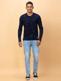 Being Human Pure Cotton Printed Henley Neck Raw Edge T-shirt