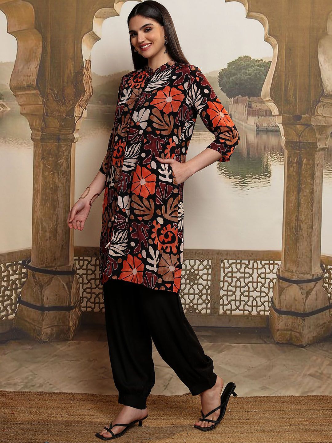 Vishudh Women Printed Top with Trousers & Jacket  Co-ords Set
