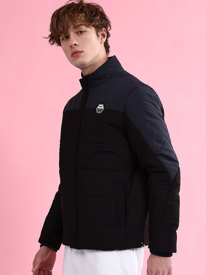The Indian Garage Co Men Colourblock Zip-Front Regular Fit Puffer Jacket