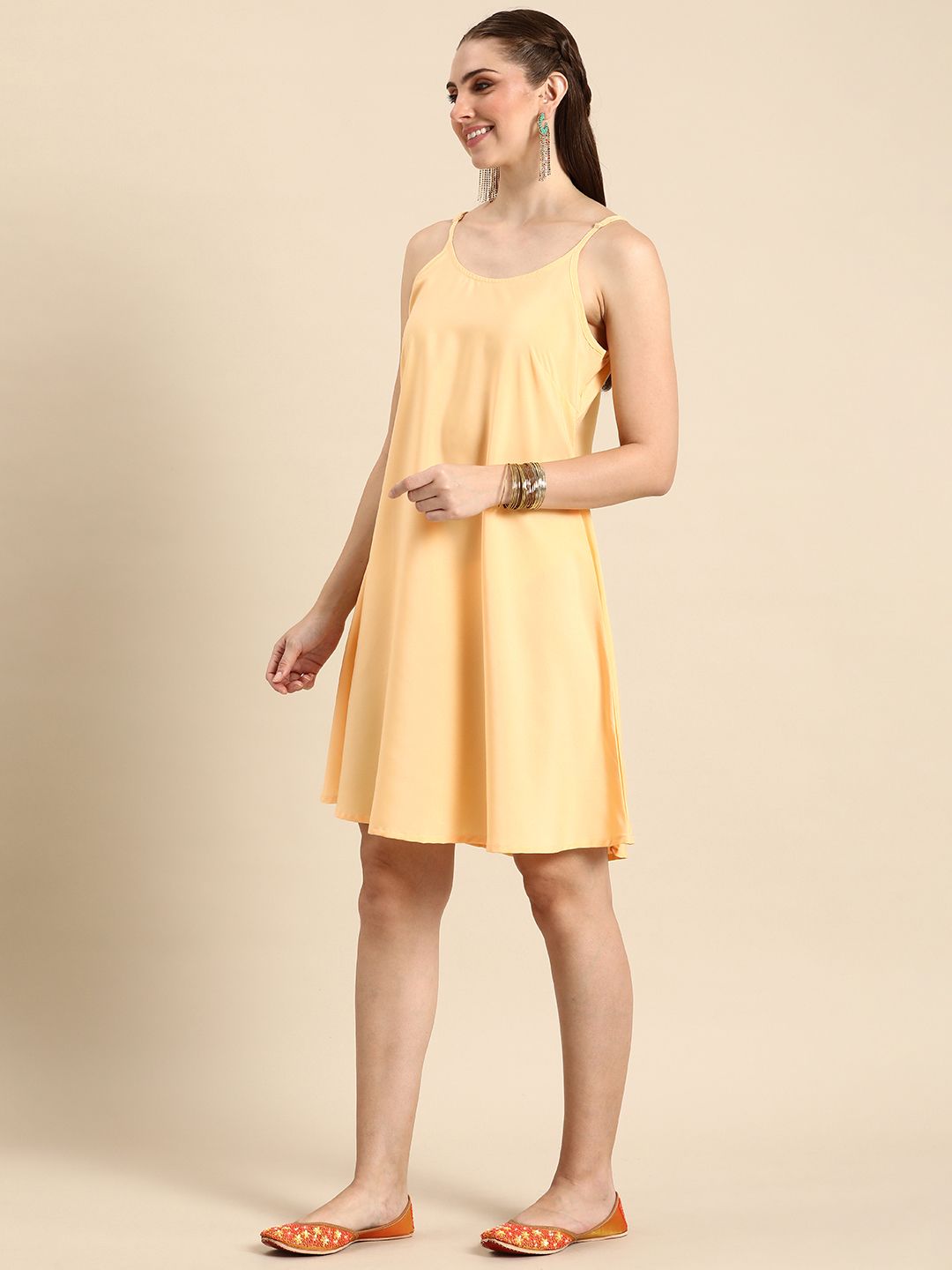 Anouk Floral Printed A-Line Ethnic Dress With Inner Slip