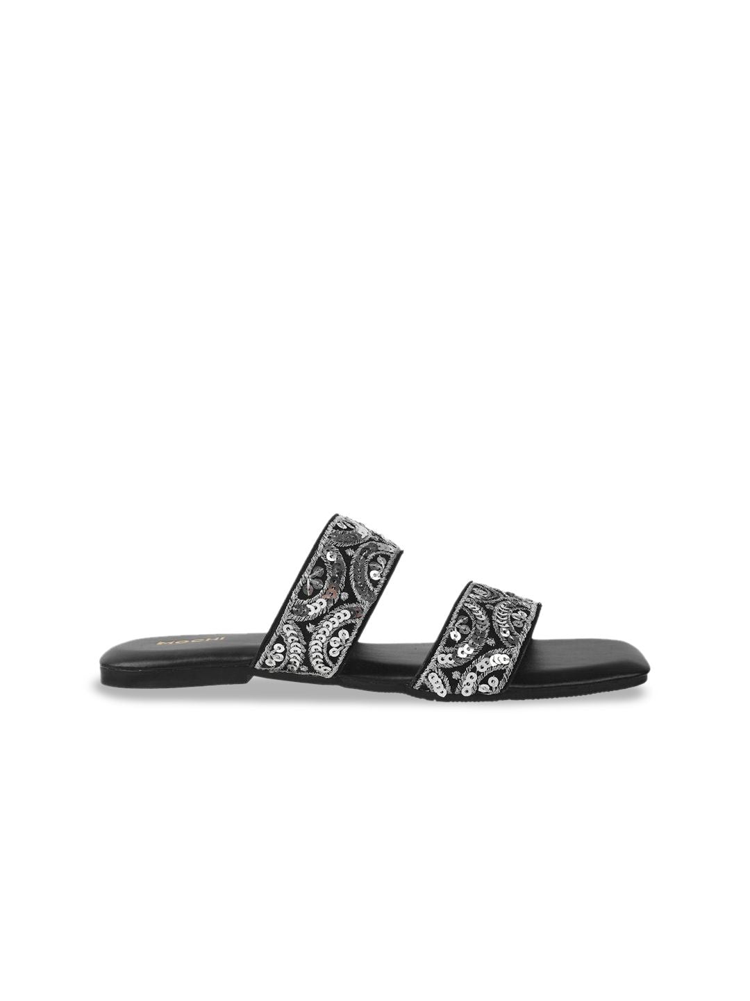 Mochi Women Embellished Open Toe Flats