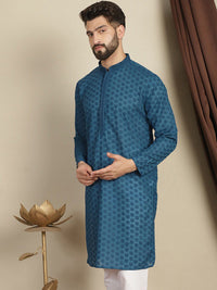 Kurta Lurus Kapas Bersulam Geometri Anouk Kolar Mandarin