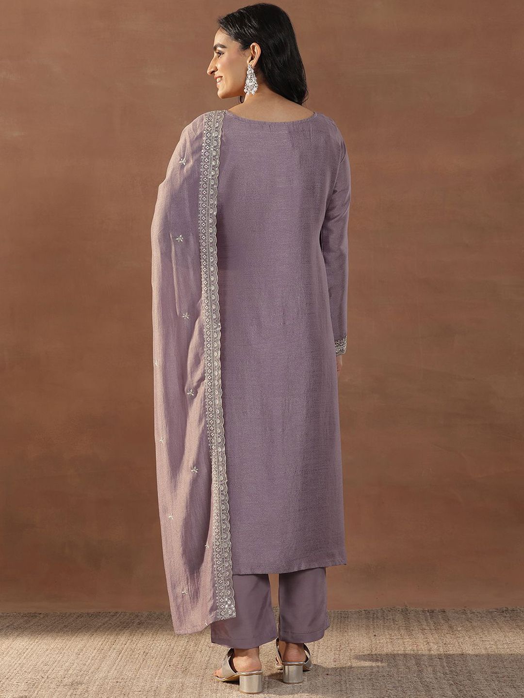 Libas Women Floral Embroidered Regular Sequinned Kurta with Trousers & With Dupatta